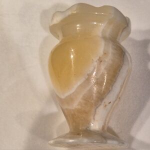 Elegant Alabaster Cream and Tan Small Vase